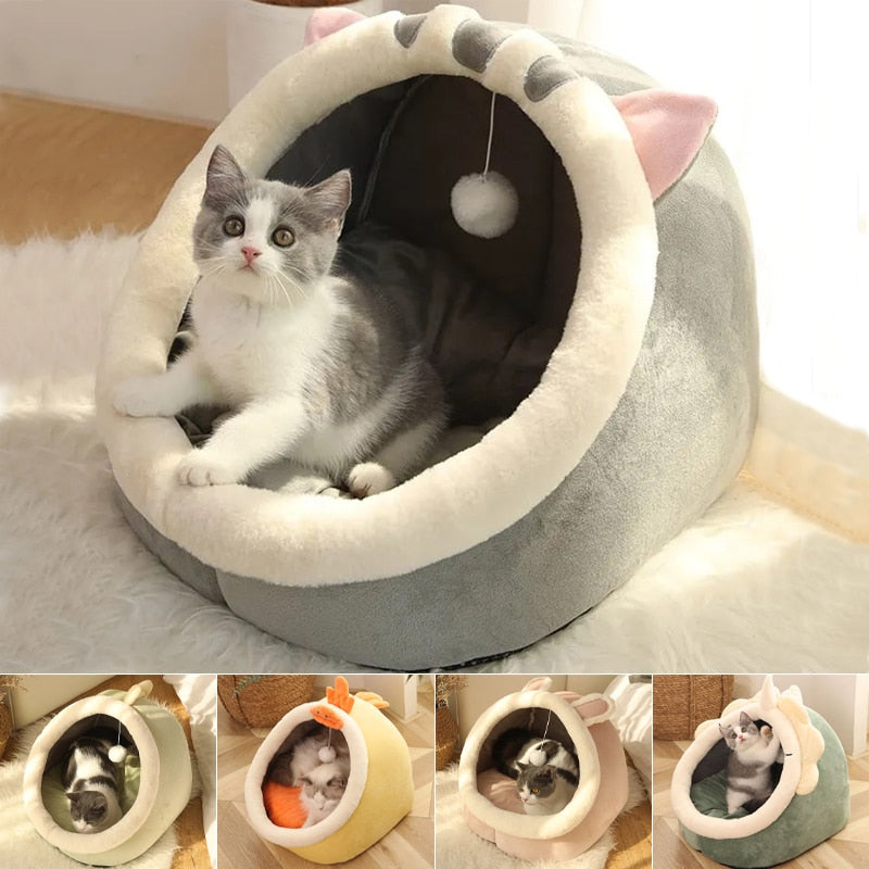 Sweet Cat Bed Warm Pet Basket Cozy Kitten Lounger Cushion