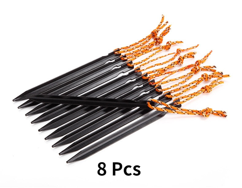 8 Pcs Aluminum Tent Pegs with Rope