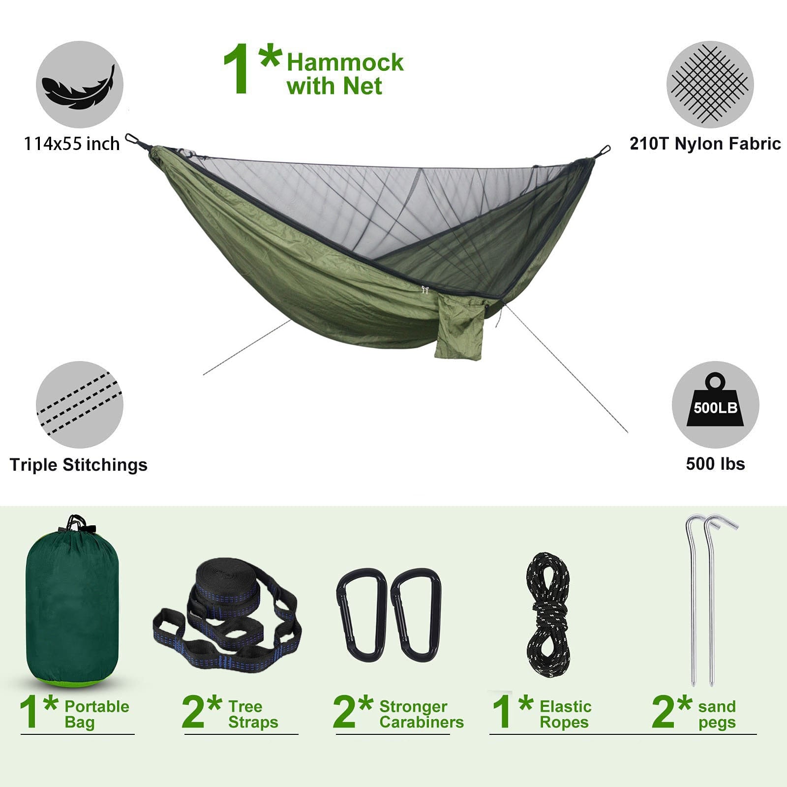 Lightweight Double Person Mosquito Net Hammock