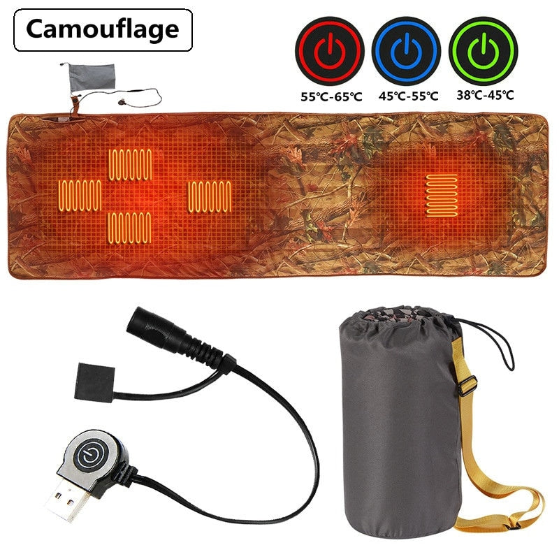 Outdoor USB Heating Sleeping Mat 5 Heating Zones Adjustable Temperature