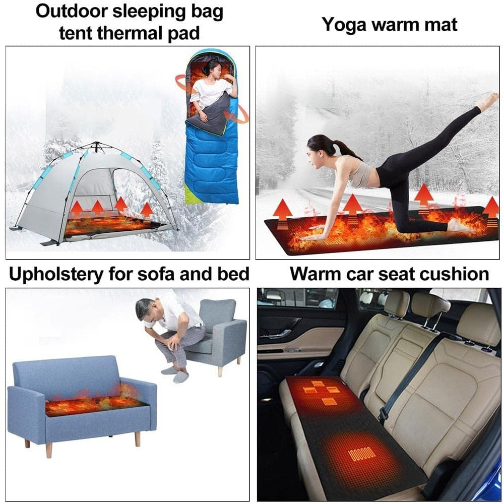 Outdoor USB Heating Sleeping Mat 5 Heating Zones Adjustable Temperature